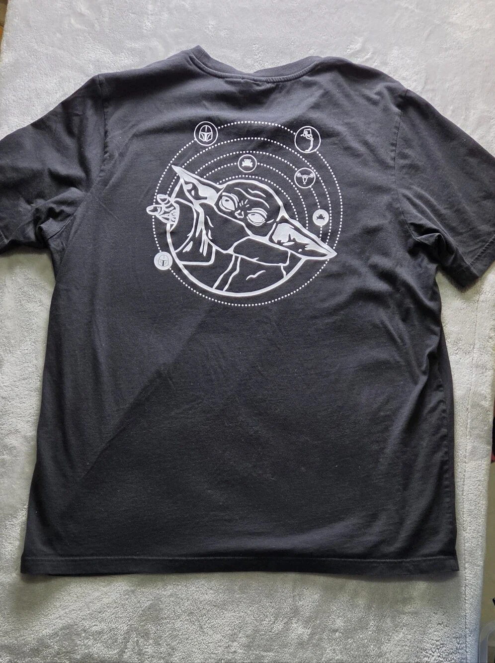 Adidas Star Wars Grogu Baby Yoda Graphic T-Shirt Men's XL Black Cotton Tee